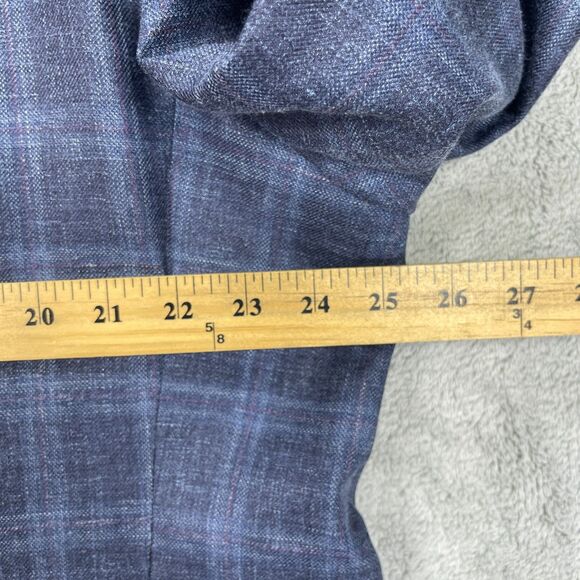 Pronto Uomo Platinum Blazer Jacket Mens 52R Blue Plaid Wool Single Breasted - Picture 11 of 16
